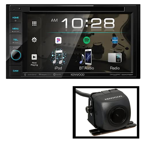 Kenwood DDX376BT Double DIN in-Dash 6.2” DVD Receiver with Bluetooth | Car Stereo Receiver | Clear Resistive Touch Panel | Plus Kenwood CMOS-130 Rearview Camera with Universal Mounting Hardware