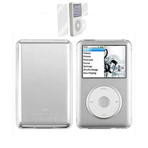 for ipod classic case,clear hard snap-on case cover for apple ipod classic 6th 7th 80gb, 120gb thin 160gb and ipod video 5th 30gb + screen protector(10.5mm thickness thin version)