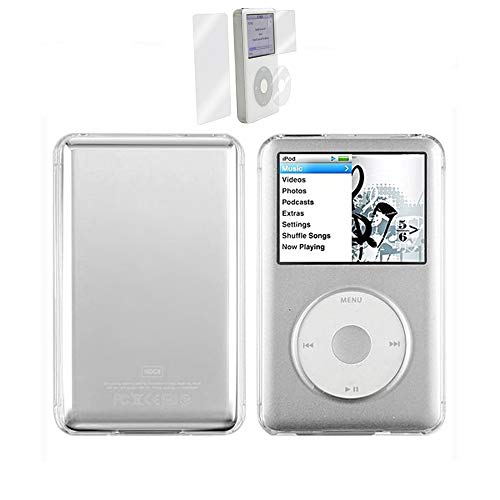 for iPod Classic Case,Clear Hard Snap-on Case Cover for Apple iPod Classic 6th 7th 80GB, 120GB Thin 160GB and iPod Video 5th 30gb + Screen Protector(10.5mm Thickness Thin Version)