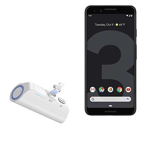 BoxWave Charger for Google Pixel 3 (Charger by BoxWave) - MagnetoBoost Rejuva PowerPack, Portable 3000mAh Back Up Battery Power Bank for Google Pixel 3 - Winter White