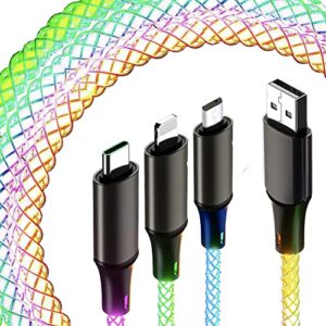 acedoamare led flowing charging cable fast charging phone charger usb c l cable charging transfer data laptop/tablet/mobile phone/car pd compatible (3 in 1, 3 in 1)