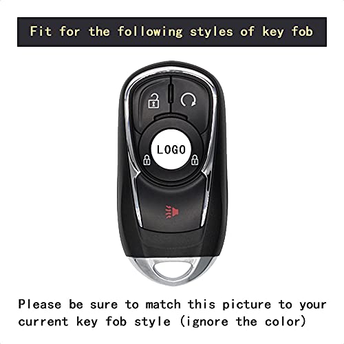 TANGSEN Smart Key Fob Case Compatible with Buick Encore Regal Sportback 4 Button Keyless Entry Remote Personalized Protective Cover Plastic Black Carbon Fiber Pattern Red Silicone