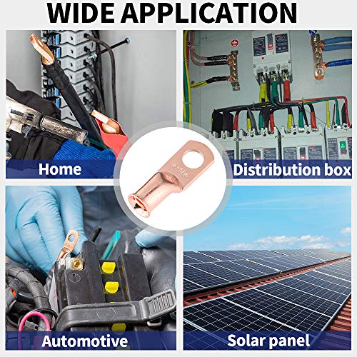 0 Guage Terminals 1/0 AWG-5/16" 10pcs Cable Lugs Battery Lugs,Heavy Duty Wire Lugs,Ring Terminals,Battery Cable Ends,Battery Terminal Connectors with 3:1 Heat Shrink Tubing