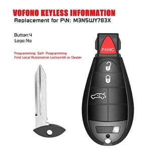 Key Fob 4-button key Fob Fit for Chrysler 300 2008-2011/ Dodge Entry Remote Dodge Durango 2008-2013, Challenger 2008-2014, Journey 2009-2013, Charger 2008-2012, Grand Caravan 2008-2014 (Set of 2)