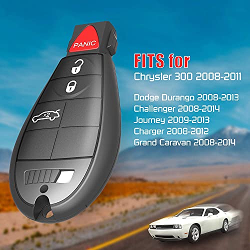 Key Fob 4-button key Fob Fit for Chrysler 300 2008-2011/ Dodge Entry Remote Dodge Durango 2008-2013, Challenger 2008-2014, Journey 2009-2013, Charger 2008-2012, Grand Caravan 2008-2014 (Set of 2)