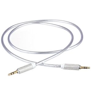 Lilware Braided Nylon Transparent PVC Jacket 1M Aux Audio Cable 3.5mm Jack Male to Male Cord for Multimedia Devices - Silver