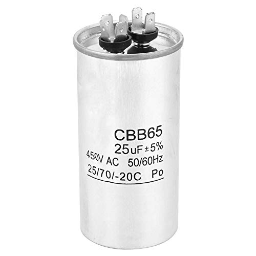 LANTRO JS CBB65 Capacitor, 25uf 450V Aluminum Shell Anti-Explosion Capacitor, Round Capacitor for Air Conditioning Motor