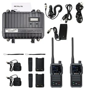 Retevis RT97 GMRS Mobile Radio Relay Communication Set, Full Duplex Radio Base Station(1 Pack) and GMRS Handheld Walkie Talkies(2 Pack),Designed for RV Camping,Emergency Rescue