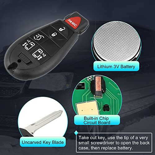 X AUTOHAUX Replacement Keyless Entry Remote Car Key Fob M3N5WY783X 433Mhz for Dodge Grand Caravan for Chrysler Town and Country 6 Buttons with Door Key