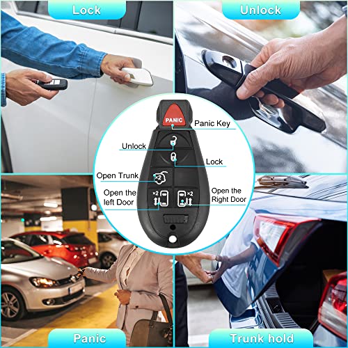 X AUTOHAUX Replacement Keyless Entry Remote Car Key Fob M3N5WY783X 433Mhz for Dodge Grand Caravan for Chrysler Town and Country 6 Buttons with Door Key