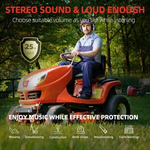 Hocazor HP10 FM AM Radio Headphones with LCD Display, 30dB SNR Hearing Protection Safety Earmuffs for Mowing Work Shops, Grey