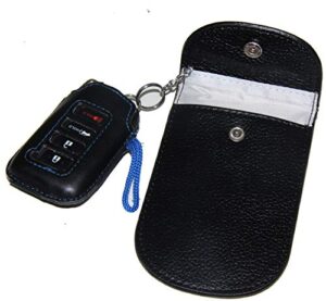 genuine leather car key signal blocker case, faraday bag rfid key fob antitheft lock devices rfid/wifi/gsm/lte/nfc protector (black)