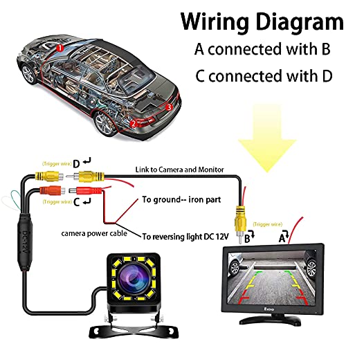 CRIXHLIX Vehicle Backup Camera, Waterproof Car Rear View with HD 1080p Night Vision, Wide View Angle Reverse Backup Camera for Cars Trucks and SUV's.