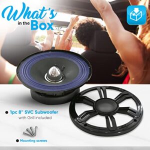 PyleUsa 8'' Single Voice Coil Car Subwoofer - 250 Watts at 4-Ohm Car Audio Powered Subwoofer, Paper Cone with Cloth Edge, Designed for Custom Audio Car, Truck, Mobile Vehicle Applications - PLMG85