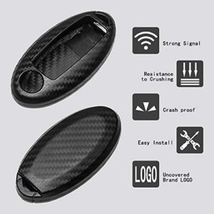 TANGSEN Smart Key Fob Case 3D Carbon Fiber ABS Plastic Emboss Cover Compatible with INFINITI EX FX G JX M Q QX for NISSAN LEAF MURANO PATHFINDER ROGUE TITAN QUEST 2 3 4 5 6 Button Keyless Entry Remote