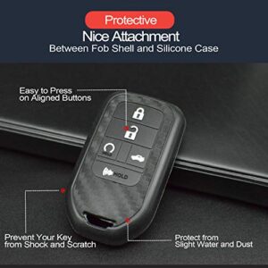 2pcs Compatible with Honda Smart Carbon Fiber Looks Silicone FOB Key Case Cover Protector Keyless Remote Holder for 2019 2018 2017 2016 2015 Honda Civic CR-V Accord CRV Pilot EX EX-L Touring Premium