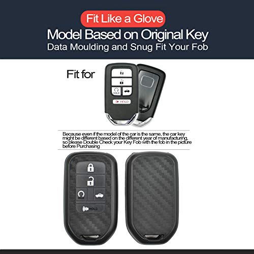 2pcs Compatible with Honda Smart Carbon Fiber Looks Silicone FOB Key Case Cover Protector Keyless Remote Holder for 2019 2018 2017 2016 2015 Honda Civic CR-V Accord CRV Pilot EX EX-L Touring Premium