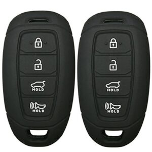 2pcs coolbestda rubber 4 buttons key fob remote cover case protector keyless jacket shell for 2019 2020 2021 hyundai kona santa fe elantra gt veloster accent venue