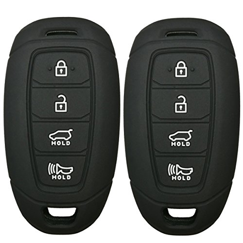 2Pcs Coolbestda Rubber 4 Buttons Key Fob Remote Cover Case Protector Keyless Jacket Shell for 2019 2020 2021 Hyundai Kona Santa Fe Elantra GT Veloster Accent Venue