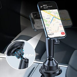 EXELIQ Magnetic Cup Holder Phone Mount for Magsafe, [Powerful Magnet] Flexible Tri-Pivot Cup Phone Holder for Car, Tesla, Truck, SUVs, Compatible with iPhone 14 13 12, Samsung and All Phones