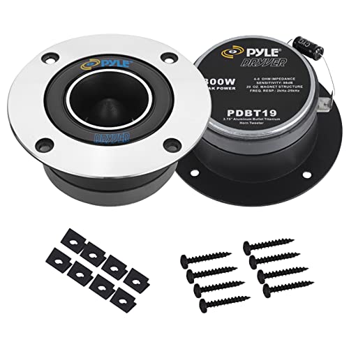 PYLE-PRO 1”Car Audio Speaker Tweeter -300 Watt High Power Super Titanium Tweeter System w/ 3.75 Inch Aluminum Bullet Horn,2kHz-25 kHz Frequency, 98 dB, 4-8 Ohm, Heavy Duty 20 oz Magnet -PDBT19 (Pair)