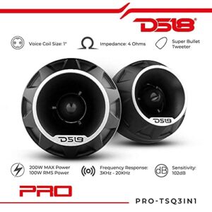 DS18 PRO-TSQ3IN1 1" Aluminum High Compression Neodymium Bullet Tweeter - 3 in 1 Tweeter Surface/Flush/Angle, 200 Watts 4-Ohm