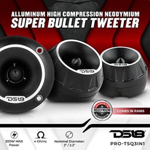 DS18 PRO-TSQ3IN1 1" Aluminum High Compression Neodymium Bullet Tweeter - 3 in 1 Tweeter Surface/Flush/Angle, 200 Watts 4-Ohm