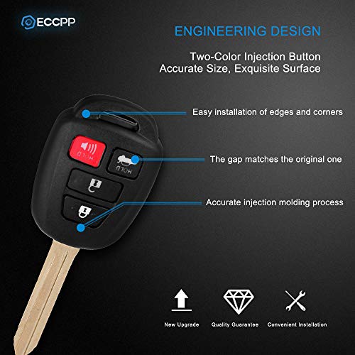 ECCPP Keyless Entry Remote Key Fob (Shell Case) Replacement for Toyota for Camry for RAV4 for Corolla for Scion for FR-S 12-16 HYQ12BDM5 HYQ12BEL5 key fob case-2pcs