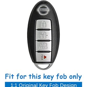 Silicone Key Fob Cover Remote Keyless Case Protector Compatible with Nissan 350Z 370Z Altima Armada GT-R Maxima Murano Pathfinder Rogue Select Sentra Titan Versa Note Xterra (4 Buttons Black with Red)