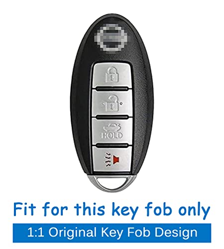 Silicone Key Fob Cover Remote Keyless Case Protector Compatible with Nissan 350Z 370Z Altima Armada GT-R Maxima Murano Pathfinder Rogue Select Sentra Titan Versa Note Xterra (4 Buttons Black with Red)