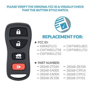 Keyless2Go Replacement for Keyless Entry Car Key Fob Remote for KBRASTU15 CWTWB1U733-2 PACK