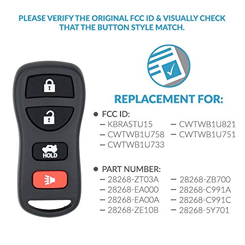 Keyless2Go Replacement for Keyless Entry Car Key Fob Remote for KBRASTU15 CWTWB1U733-2 PACK