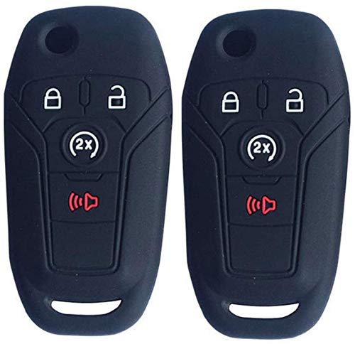 SOLIFEGOBLE 2pcs Car Remote Key Cover,Silicone Car Remote Key Fob Cover Case for Ford F-250 F-350 Fusion Fiesta Mustang Explorer Skin Jacket 4 Buttons