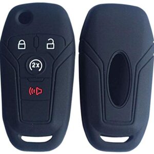 SOLIFEGOBLE 2pcs Car Remote Key Cover,Silicone Car Remote Key Fob Cover Case for Ford F-250 F-350 Fusion Fiesta Mustang Explorer Skin Jacket 4 Buttons