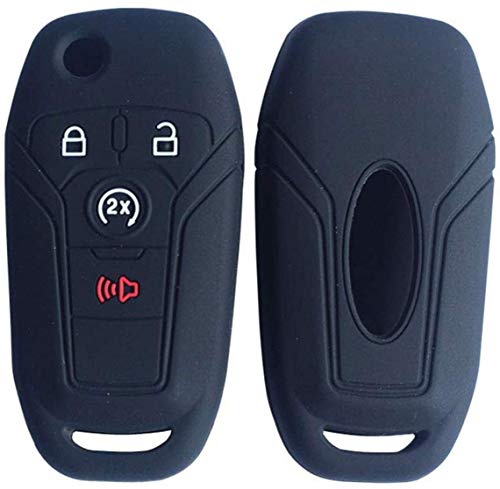 SOLIFEGOBLE 2pcs Car Remote Key Cover,Silicone Car Remote Key Fob Cover Case for Ford F-250 F-350 Fusion Fiesta Mustang Explorer Skin Jacket 4 Buttons