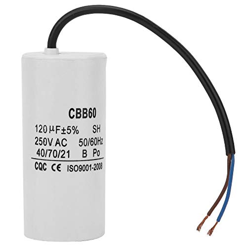 Motor Run Capacitor, AC CBB60 Capacitor 250V AC Capacitor 120uF Capacitor 50/60Hz Motor Start Capacitor with Wire Lead Capacitor for Air Conditioner