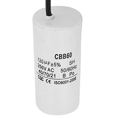 Motor Run Capacitor, AC CBB60 Capacitor 250V AC Capacitor 120uF Capacitor 50/60Hz Motor Start Capacitor with Wire Lead Capacitor for Air Conditioner