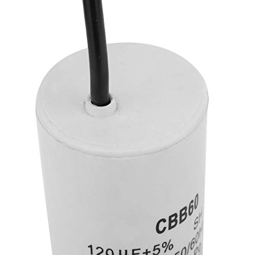 Motor Run Capacitor, AC CBB60 Capacitor 250V AC Capacitor 120uF Capacitor 50/60Hz Motor Start Capacitor with Wire Lead Capacitor for Air Conditioner