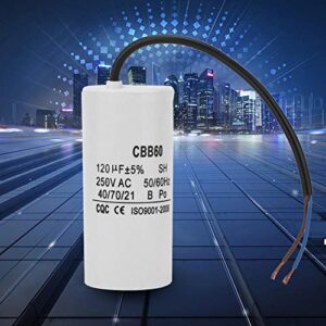 Motor Run Capacitor, AC CBB60 Capacitor 250V AC Capacitor 120uF Capacitor 50/60Hz Motor Start Capacitor with Wire Lead Capacitor for Air Conditioner