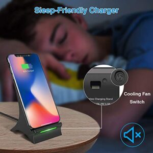 VersionTECH. Wireless Charger with Cooling Fan, Qi-Certified 15W Max Wireless Fast Charging Stand, Compatible with iPhone 13/13 Pro/13 Mini/13 Pro Max/12/SE 2020/11,Samsung Galaxy S21/S20/Note 10/S10