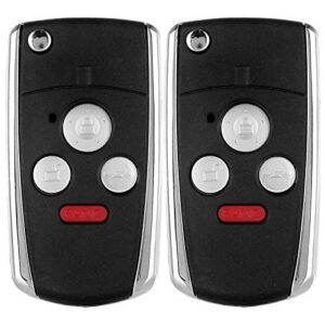 eccpp uncut keyless entry remote fob folding flip key (shell case) replacement for 03-2010 for h onda accord civic cr-v fit pilot ridgeline key fob-2pcs 4 buttons