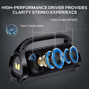 Monster Adventurer Max Portable Bluetooth Speaker, IPX7 Waterproof Wireless Speaker with Subwoofer Rich Bass, 100W Stereo Loud Sound Speaker with 24H Playtime for Outdoor Party, Pool Beach, Gold