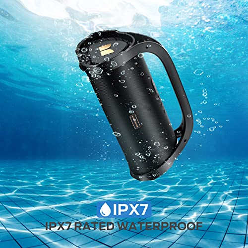 Monster Adventurer Max Portable Bluetooth Speaker, IPX7 Waterproof Wireless Speaker with Subwoofer Rich Bass, 100W Stereo Loud Sound Speaker with 24H Playtime for Outdoor Party, Pool Beach, Gold