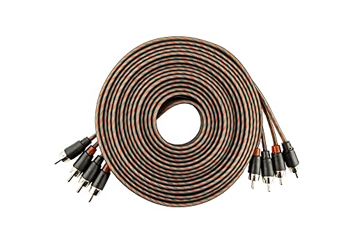 Alphasonik 17 Feet Premium 4 Channel Hyper-Flex RCA Interconnect Signal Patch Audio Cable with X-Radial Twist Wire Technology 100% Oxygen Free Copper Element Certified Multiple Applications FLEX-R44