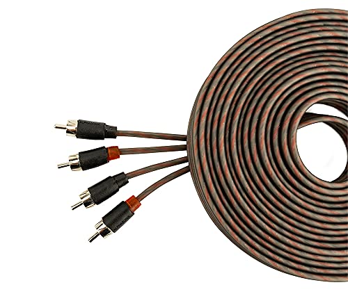 Alphasonik 17 Feet Premium 4 Channel Hyper-Flex RCA Interconnect Signal Patch Audio Cable with X-Radial Twist Wire Technology 100% Oxygen Free Copper Element Certified Multiple Applications FLEX-R44