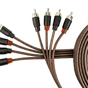 Alphasonik 17 Feet Premium 4 Channel Hyper-Flex RCA Interconnect Signal Patch Audio Cable with X-Radial Twist Wire Technology 100% Oxygen Free Copper Element Certified Multiple Applications FLEX-R44