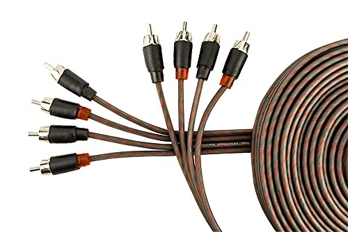 Alphasonik 17 Feet Premium 4 Channel Hyper-Flex RCA Interconnect Signal Patch Audio Cable with X-Radial Twist Wire Technology 100% Oxygen Free Copper Element Certified Multiple Applications FLEX-R44