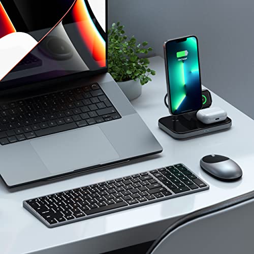 Satechi 3-in-1 Magnetic Wireless Charging Stand – Compatible with 14 Pro Max/14 Pro/14/14 Plus, iPhone 13 Pro Max/13 Pro/13 Mini/13, Apple Watch Ultra & Series 8/7/SE/6/5/4/3/2/1, AirPods Pro 2/1