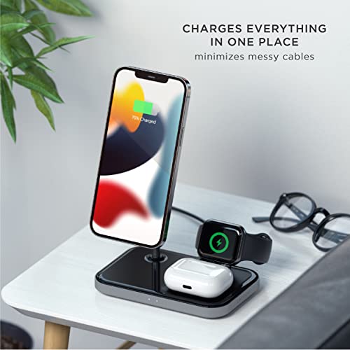 Satechi 3-in-1 Magnetic Wireless Charging Stand – Compatible with 14 Pro Max/14 Pro/14/14 Plus, iPhone 13 Pro Max/13 Pro/13 Mini/13, Apple Watch Ultra & Series 8/7/SE/6/5/4/3/2/1, AirPods Pro 2/1