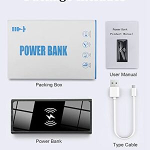 Wireless Portable Charger, 22.5W PD20W QC3.0 15W Fast Charging 10000mAh Power Bank LED Display, External Battery Pack, 2 Inputs and 4 Outputs(Qi & USB C) for iPhone Samsung Huawei iPad Headset etc